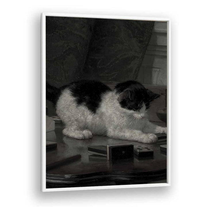 Feline Majesty The Enigmatic Cat Gothic Art Prints in White Plain Frame