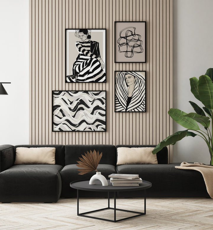 gallerywall painting - FEMININE STRIPES GALLERY WALL by Asianmonk