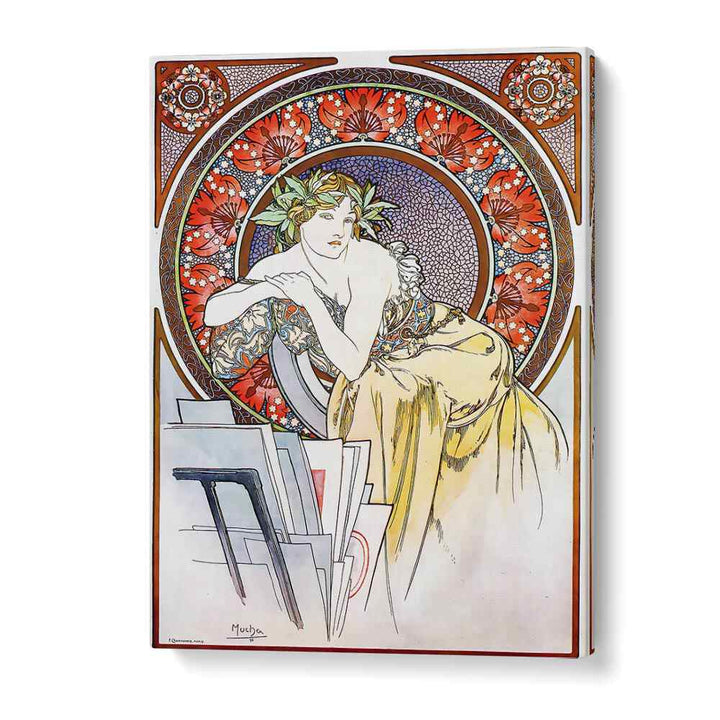 Femme Au Carton A Dessins Girl With Easel 1898 By Alphonse Mucha Vintage Paintings in Gallery Wrap