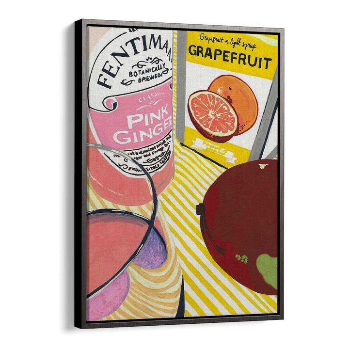 Fentima Grapefruit by Studio Mandariini Kitchen Posters Kitchen Art Prints in Black Floater Frame