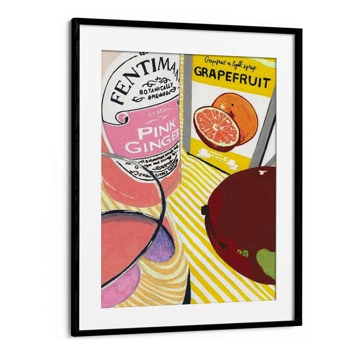 Fentima Grapefruit by Studio Mandariini Kitchen Posters Kitchen Art Prints in Black Frame With Mount