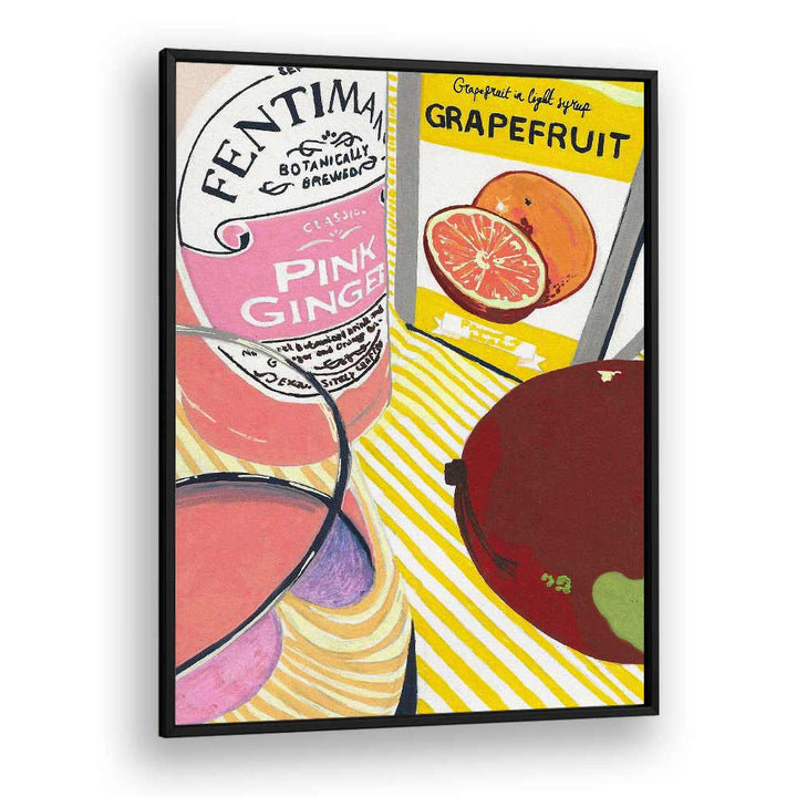 Fentima Grapefruit by Studio Mandariini Kitchen Posters Kitchen Art Prints in Black Plain Frame