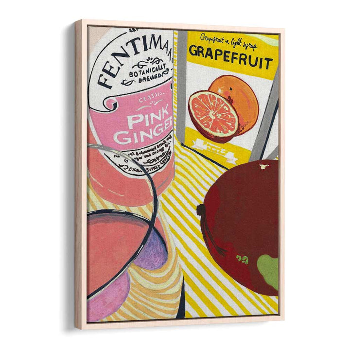 Fentima Grapefruit by Studio Mandariini Kitchen Posters Kitchen Art Prints in Oak Wood Floater Frame