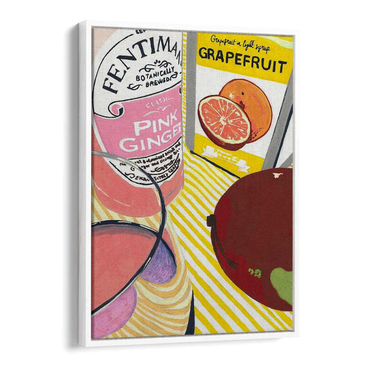 Fentima Grapefruit by Studio Mandariini Kitchen Posters Kitchen Art Prints in White Floater Frame