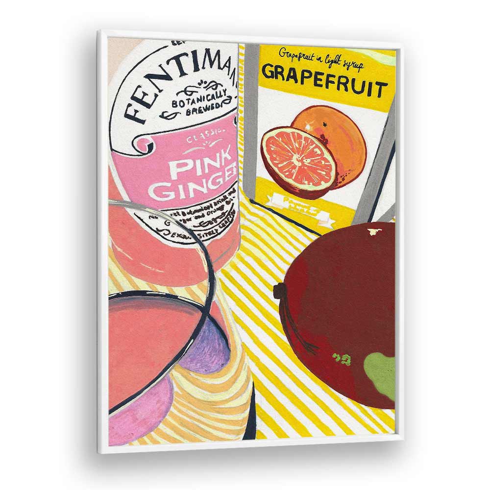 Fentima Grapefruit by Studio Mandariini Kitchen Posters Kitchen Art Prints in White Plain Frame