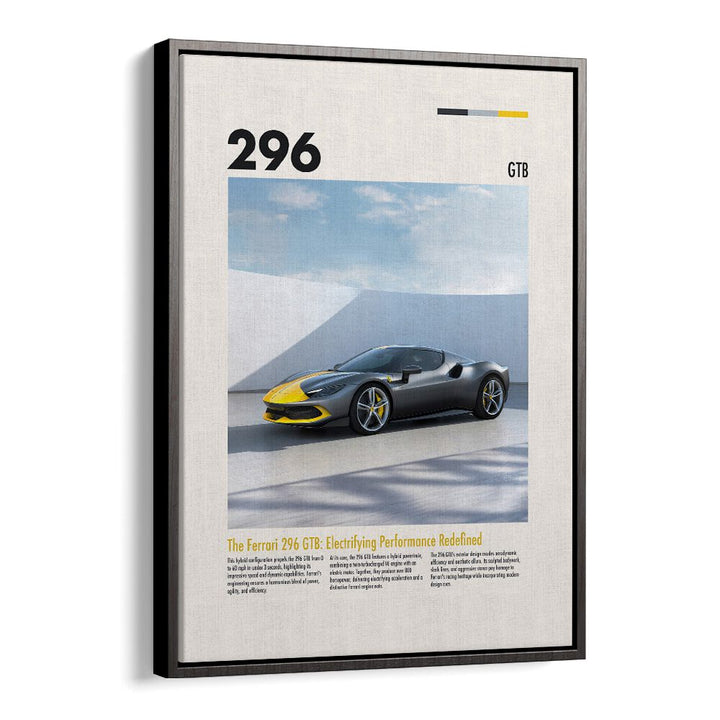 Ferrari 296 GTB Car Posters Automotive Wall Art Prints in Black Floater Frame