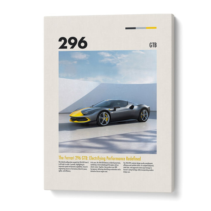 Ferrari 296 GTB Car Posters Automotive Wall Art Prints in Gallery Wrap