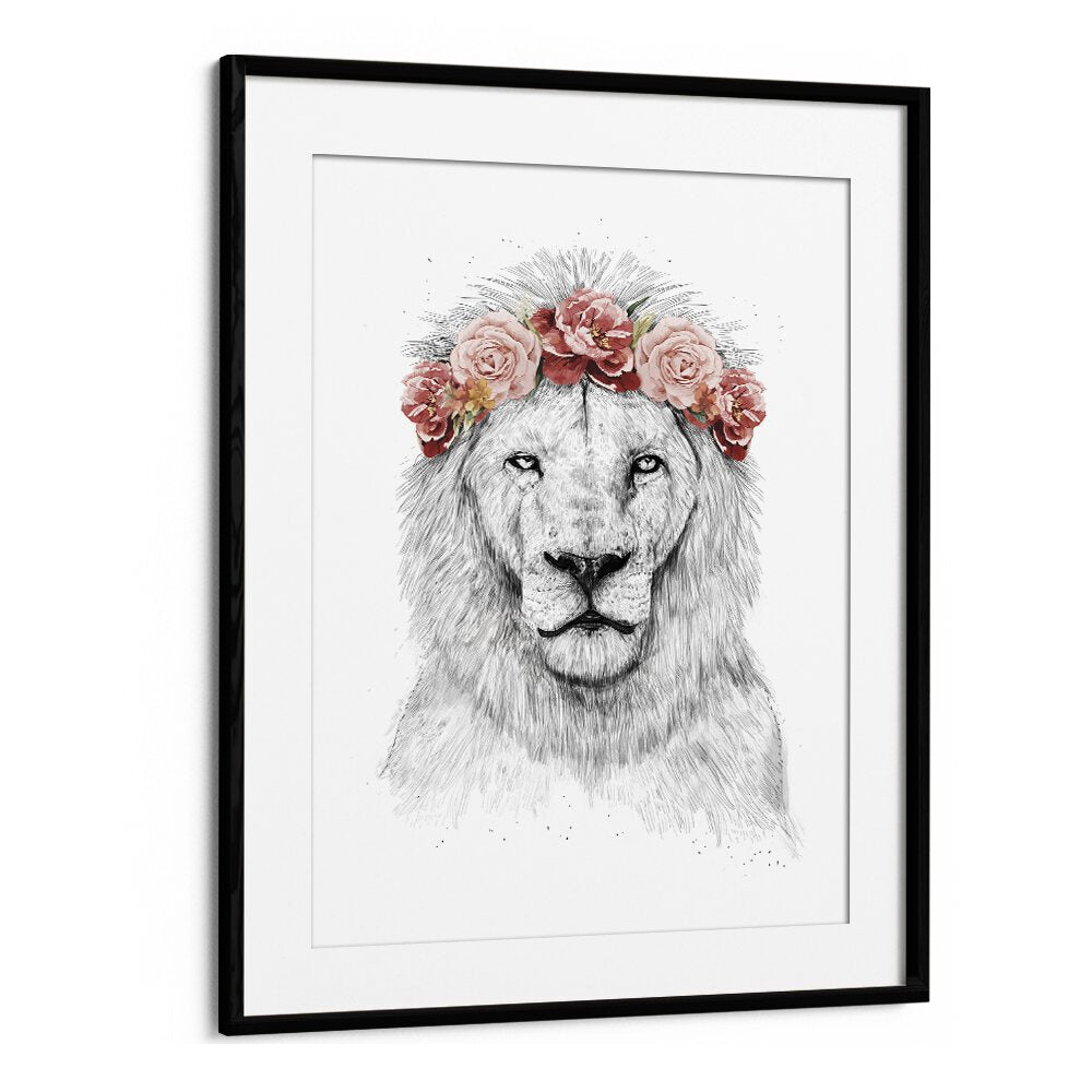 Festival Lion By Balazs Solti Kids Room Art in Black Frame With Mount