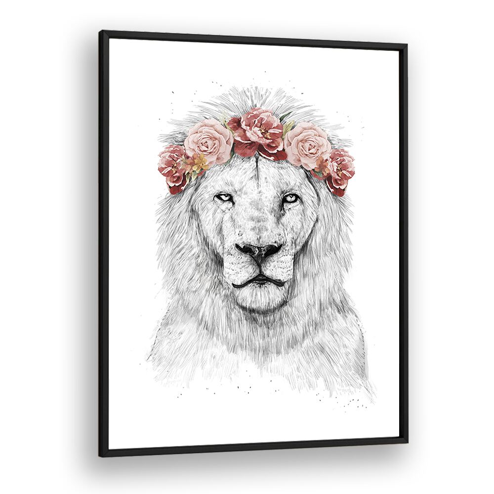 Festival Lion By Balazs Solti Kids Room Art in Black Plain Frame