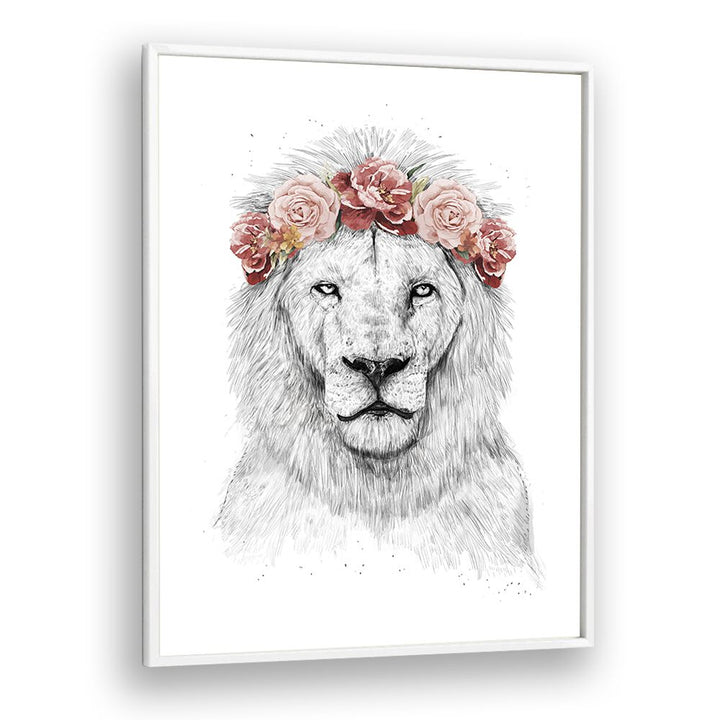 Festival Lion By Balazs Solti Kids Room Art in White Plain Frame