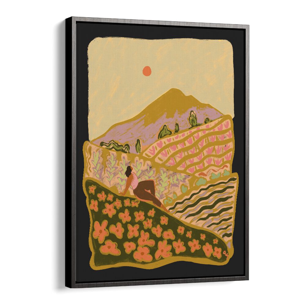 Field Of Flower By Arty Guava Wall Art Prints in Black Floater Frame