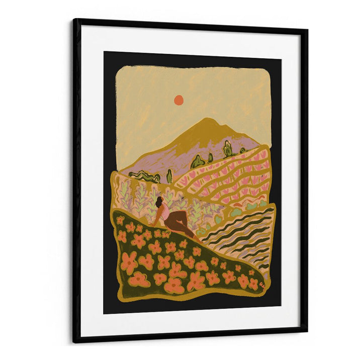 Field Of Flower By Arty Guava Wall Art Prints in Black Frame With Mount