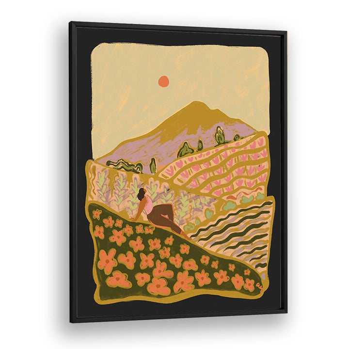 Field Of Flower By Arty Guava Wall Art Prints in Black Plain Frame