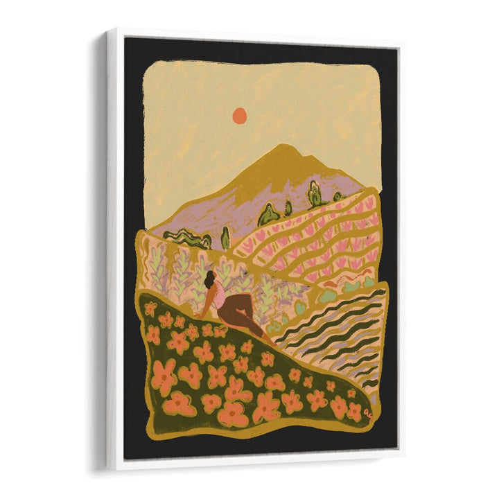 Field Of Flower By Arty Guava Wall Art Prints in White Floater Frame