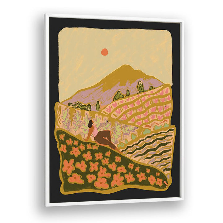 Field Of Flower By Arty Guava Wall Art Prints in White Plain Frame