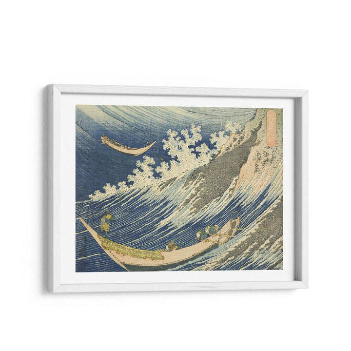 Fishing Boats At Choshi In Shimosa Soshu Choshi By Katsushika Hokusai Japanese Paintings in White Frame With Mount