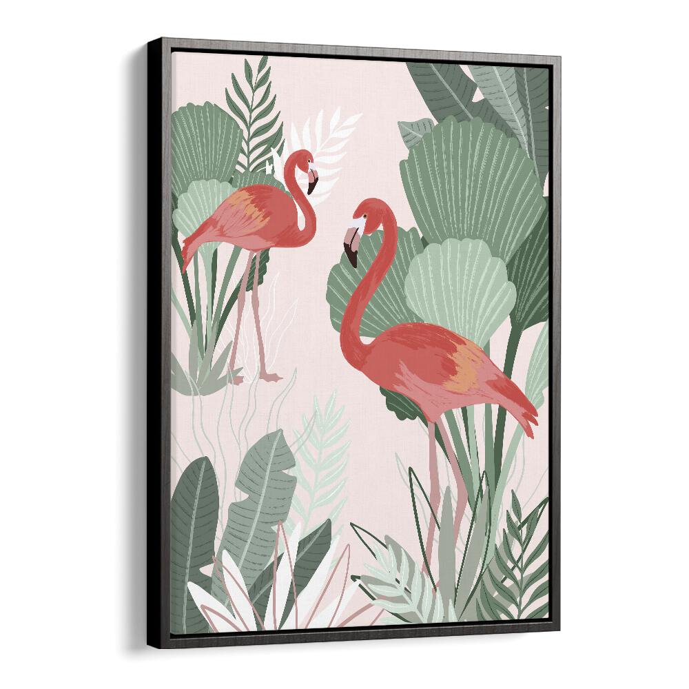 Flamingo Dreams by Goed Blauw Kids Paintings in Black Floater Frame