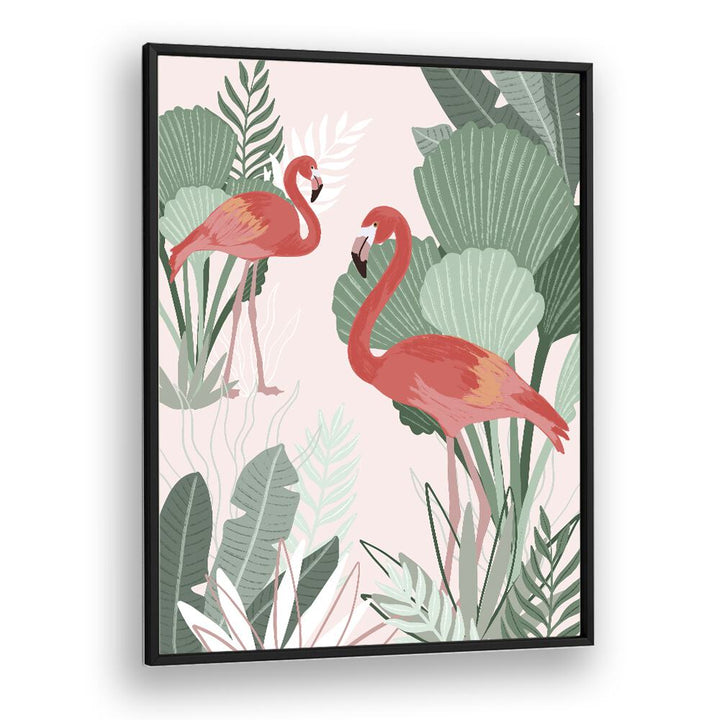 Flamingo Dreams by Goed Blauw Kids Paintings in Black Plain Frame