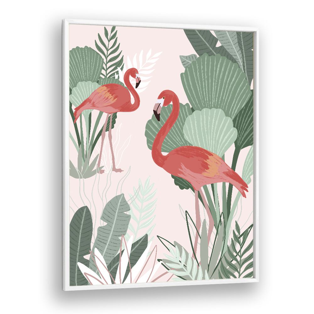 Flamingo Dreams by Goed Blauw Kids Paintings in White Plain Frame