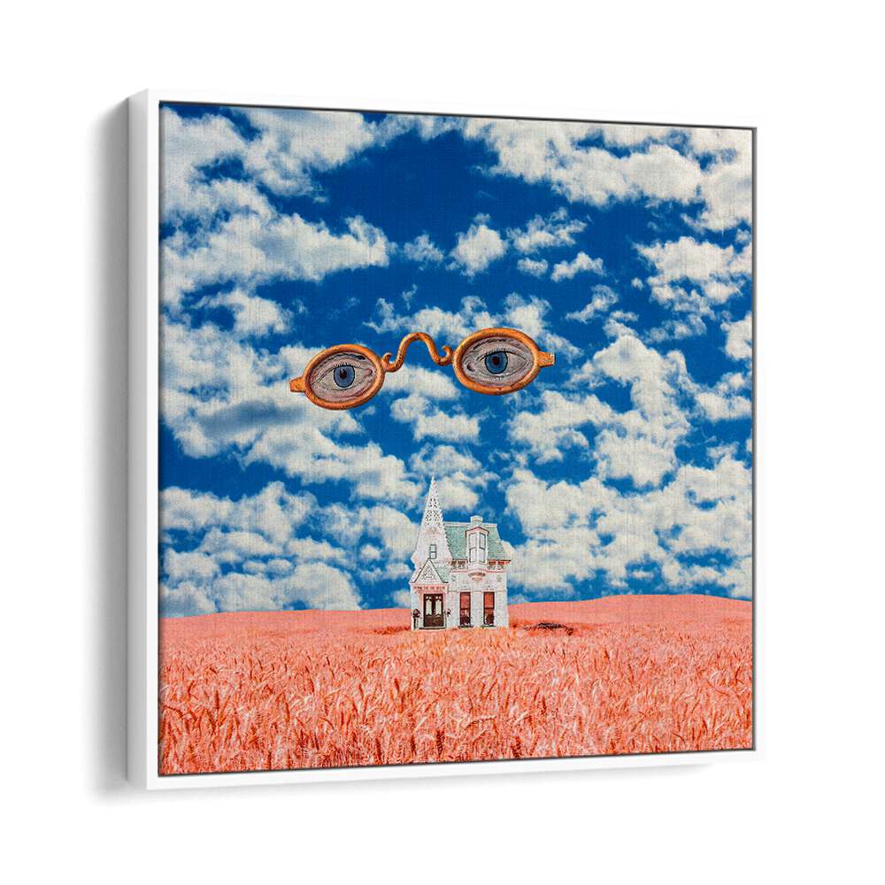 Floating Glasses By Cosmo Zach Surreal Art Prints Surrealism in White Floater Frame