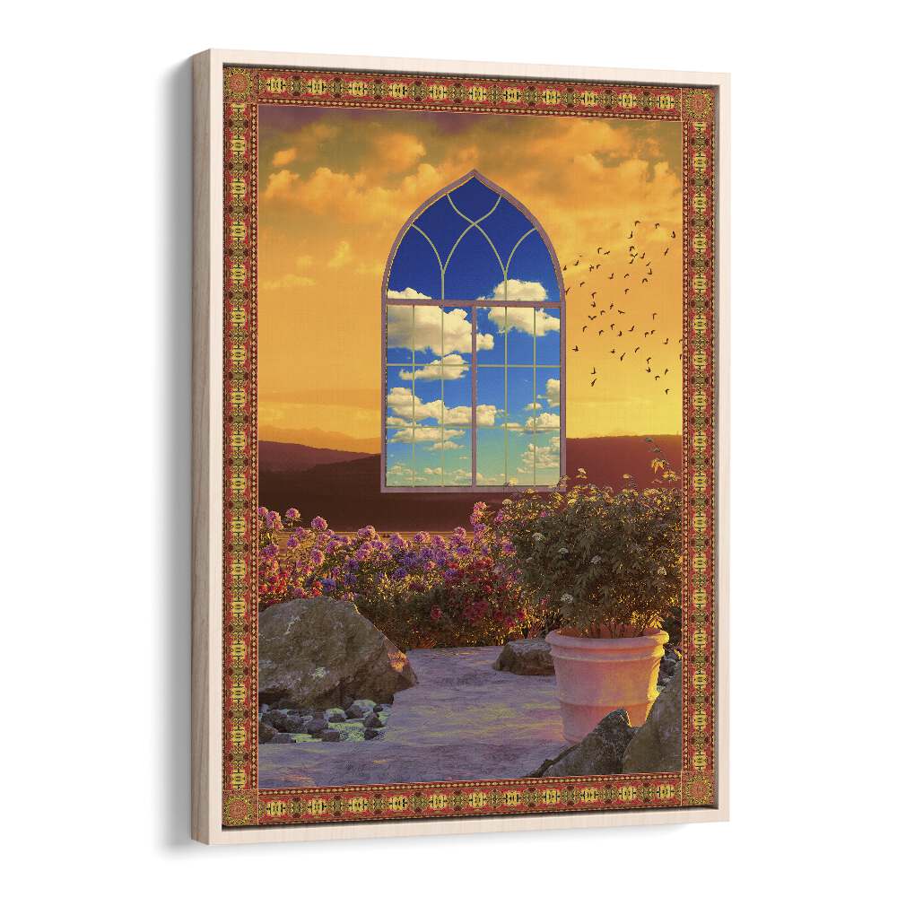 Floating Window By Cosmo Zach Surreal Art Prints Surrealism in Oak Wood Floater Frame