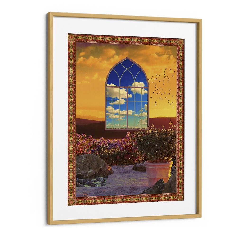 Floating Window By Cosmo Zach Surreal Art Prints Surrealism in Oak Wood Frame With Mount