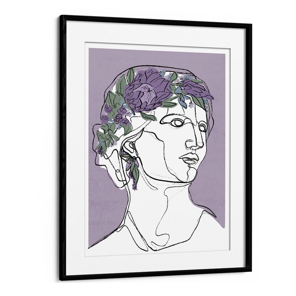 Flora by Treechild Women Illustration Paintings in Black Frame With Mount