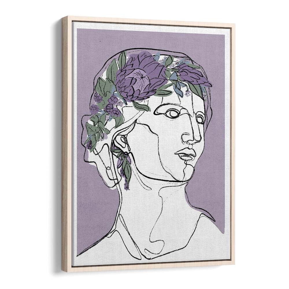 Flora by Treechild Women Illustration Paintings in Oak Wood Floater Frame