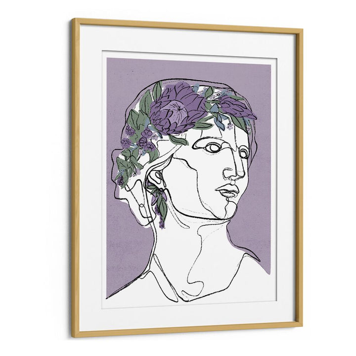 Flora by Treechild Women Illustration Paintings in Oak Wood Frame With Mount