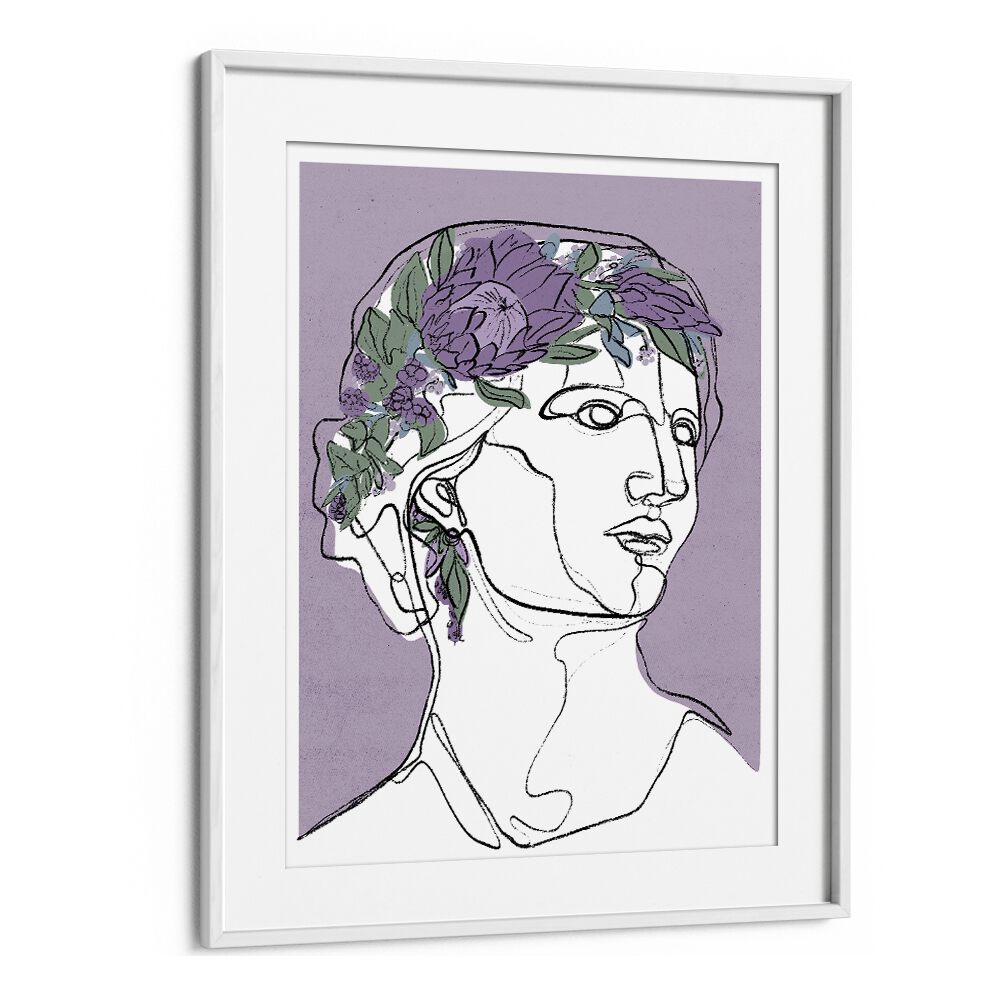 Flora by Treechild Women Illustration Paintings in White Frame With Mount