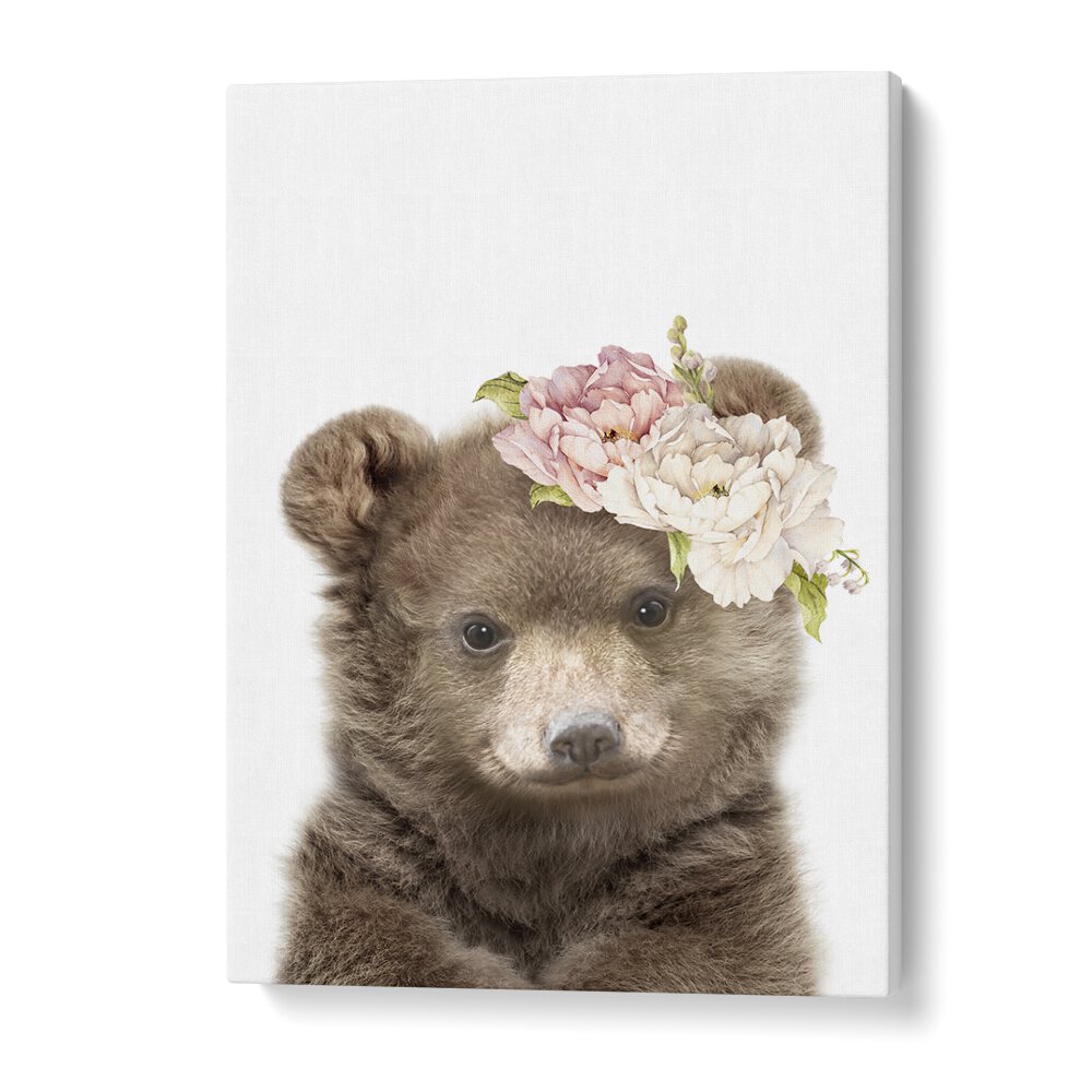 Floral Baby Bear By Lola Peacock Kids Room Paintings in Gallery Wrap