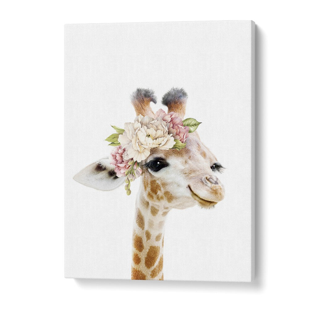 Floral Baby Giraffe By Lola Peacock Kids Room Paintings in Gallery Wrap