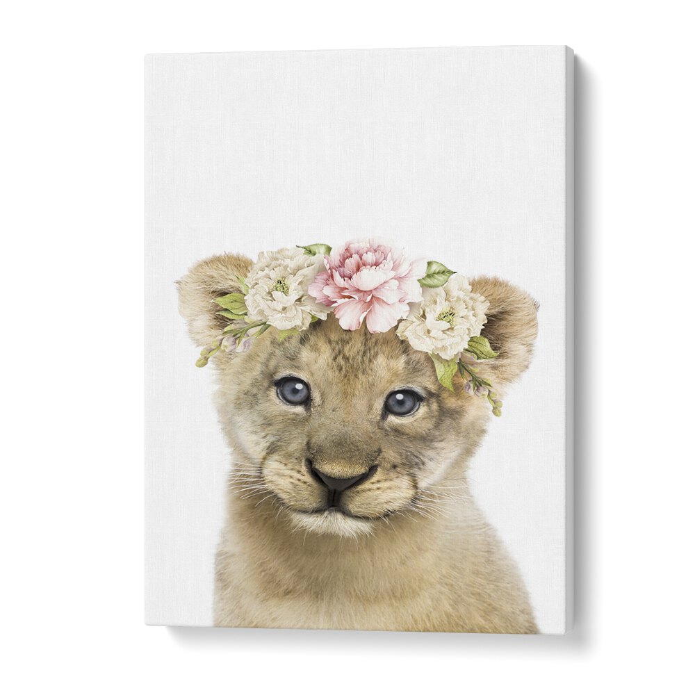 Floral Baby Lion By Lola Peacock Kids Room Paintings in Gallery Wrap