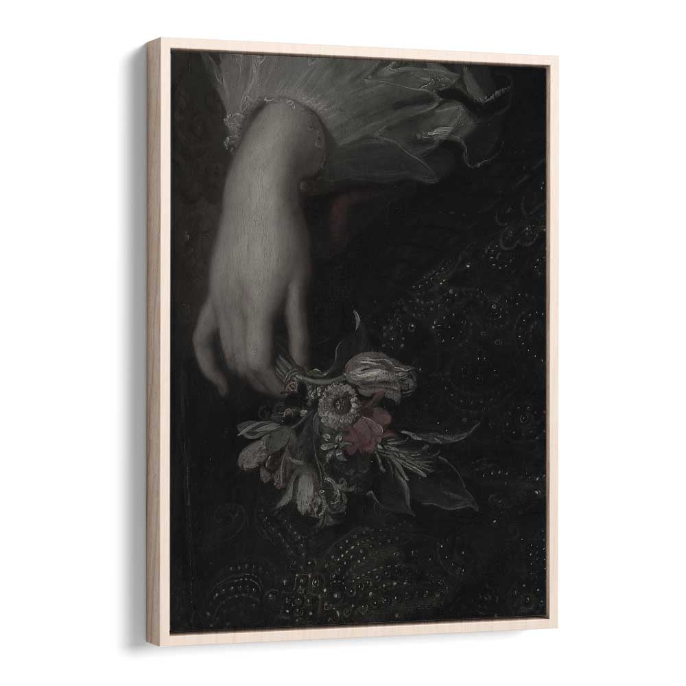 Floral Embrace A Handful Of Gothic Blooms Gothic Art Prints in Oak Wood Floater Frame