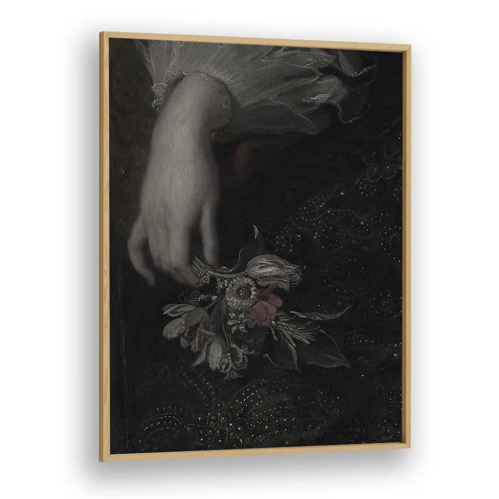 Floral Embrace A Handful Of Gothic Blooms Gothic Art Prints in Oak Wood Plain Frame