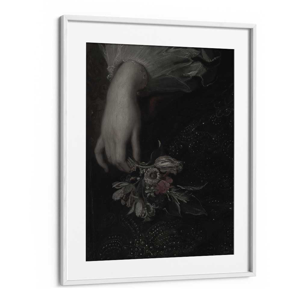 Floral Embrace A Handful Of Gothic Blooms Gothic Art Prints in White Frame With Mount