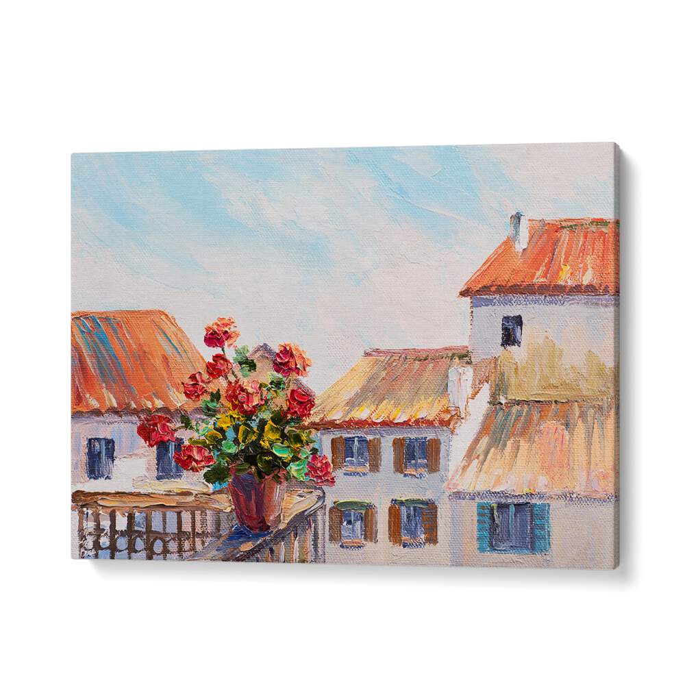 Floral Terrace, Vintage European Paintings showcase vibrant blooms and charming architecture, perfect for elegant decor.