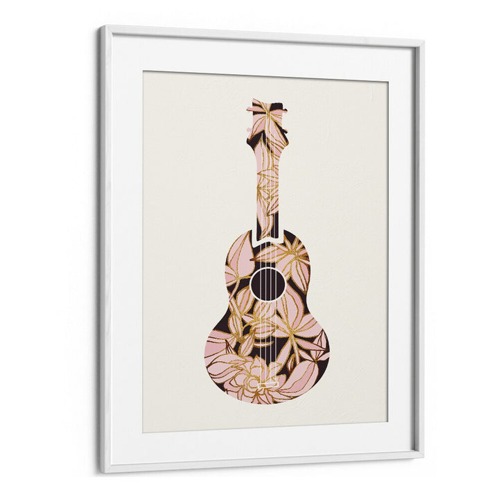 Floral Ukulele by Kristian Gallagher Kids Room Paintings in White Frame With Mount