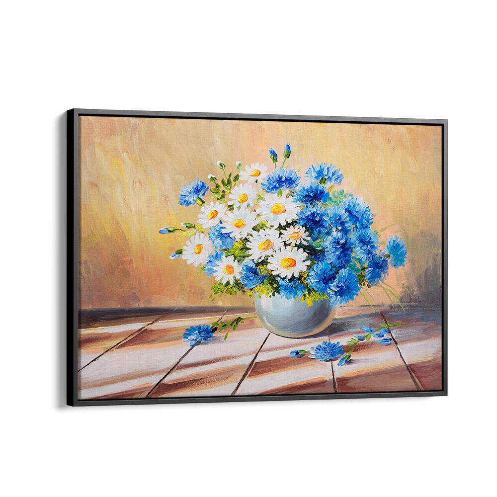 Beautiful blue and white flowers in a vase, showcasing FLORALS IN CLAY, VINTAGE EUROPEAN PAINTINGS decor charm.