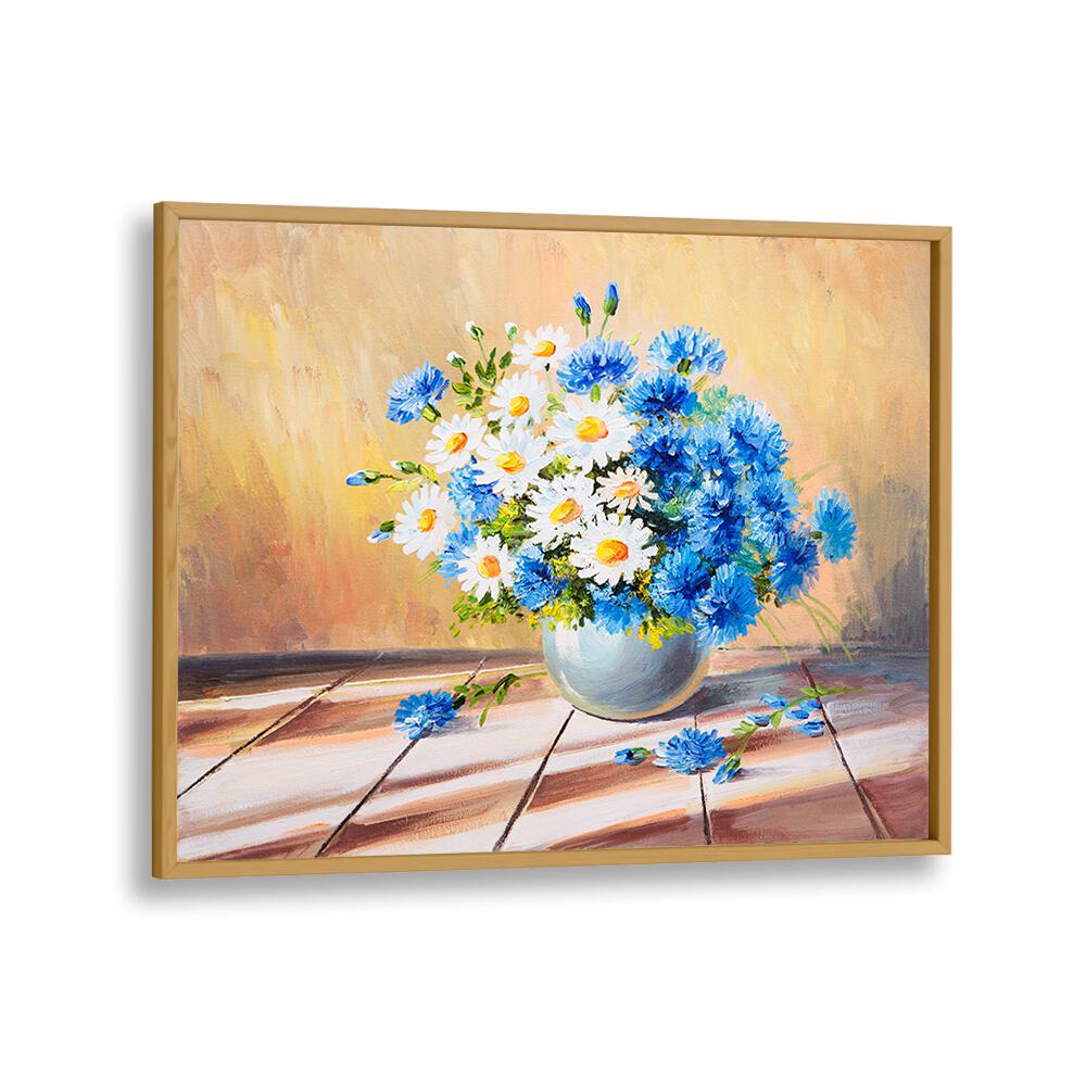 Charming FLORALS IN CLAY, VINTAGE EUROPEAN PAINTINGS in an oak frame, showcasing nature's beauty and elegance.