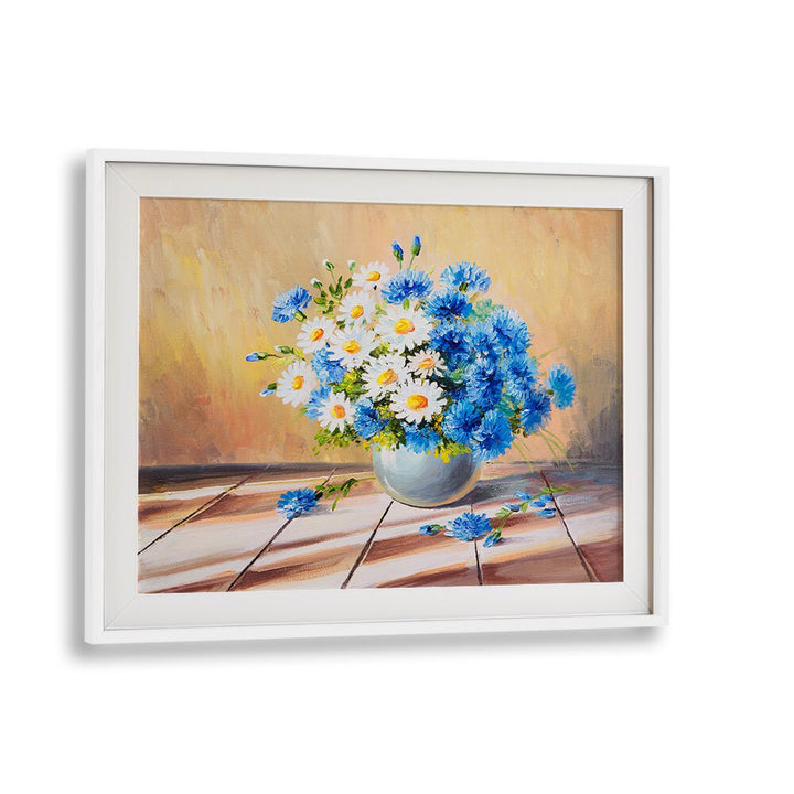 FLORALS IN CLAY, VINTAGE EUROPEAN PAINTINGS showcase a vibrant bouquet in a white frame, perfect for elegant decor.