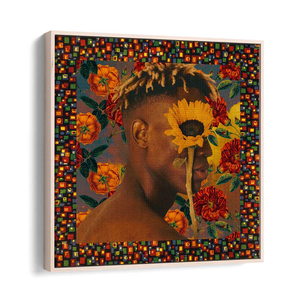 Flower Boy II By Cosmo Zach Surreal Art Prints Surrealism in Oak Wood Floater Frame