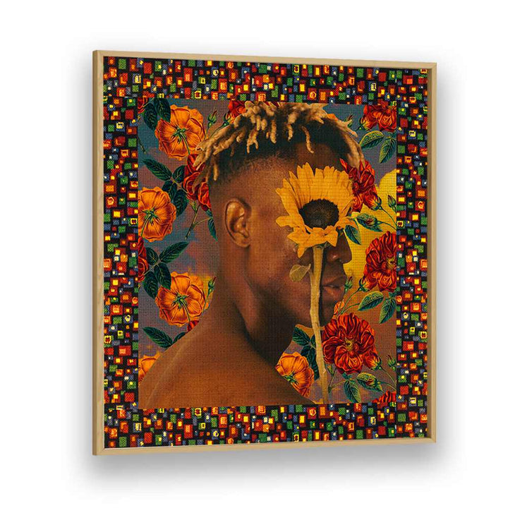 Flower Boy II By Cosmo Zach Surreal Art Prints Surrealism in Oak Wood Plain Frame