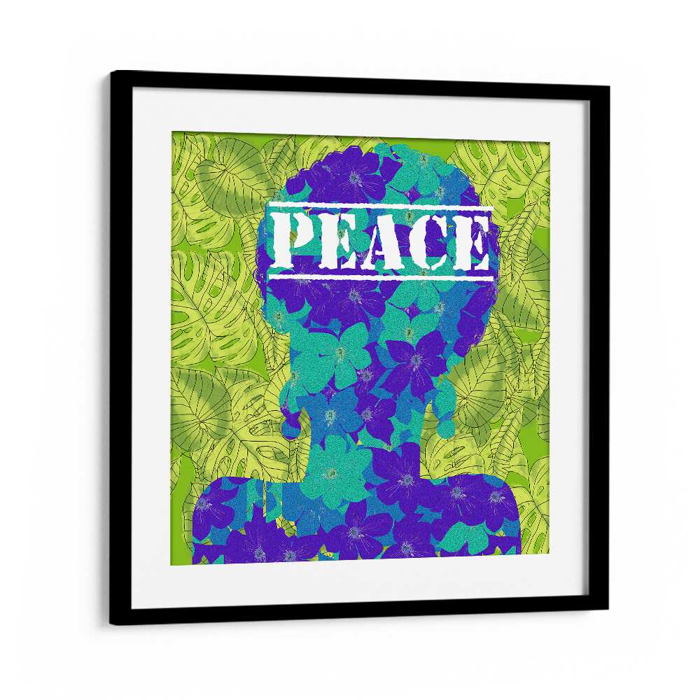 Flower Womanblue By Lynnda Rakos Pop Art Paintings Pop Art Prints in Black Frame With Mount