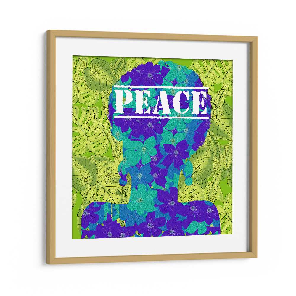 Flower Womanblue By Lynnda Rakos Pop Art Paintings Pop Art Prints in Oak Wood Frame With Mount