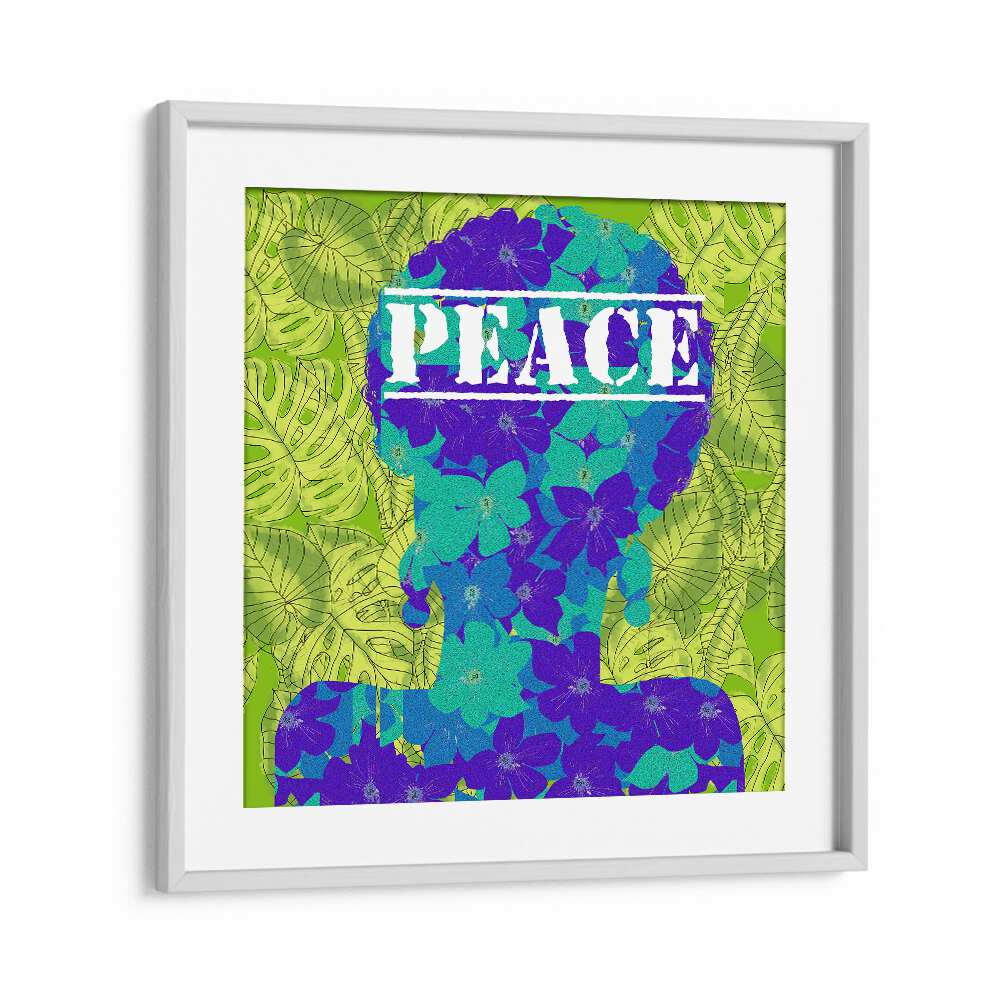 Flower Womanblue By Lynnda Rakos Pop Art Paintings Pop Art Prints in White Frame With Mount