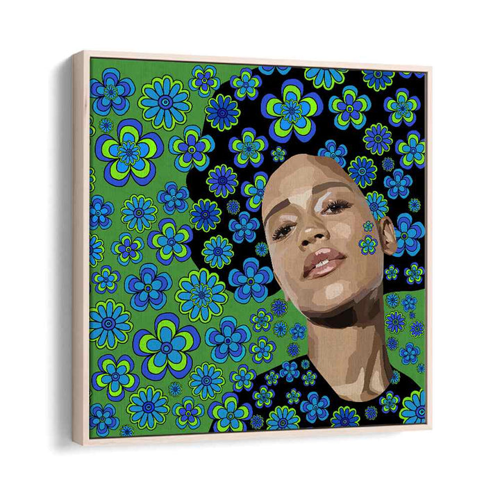 Flowers in the Air By Lynnda Rakos Pop Art Paintings Pop Art Prints in Oak Wood Floater Frame