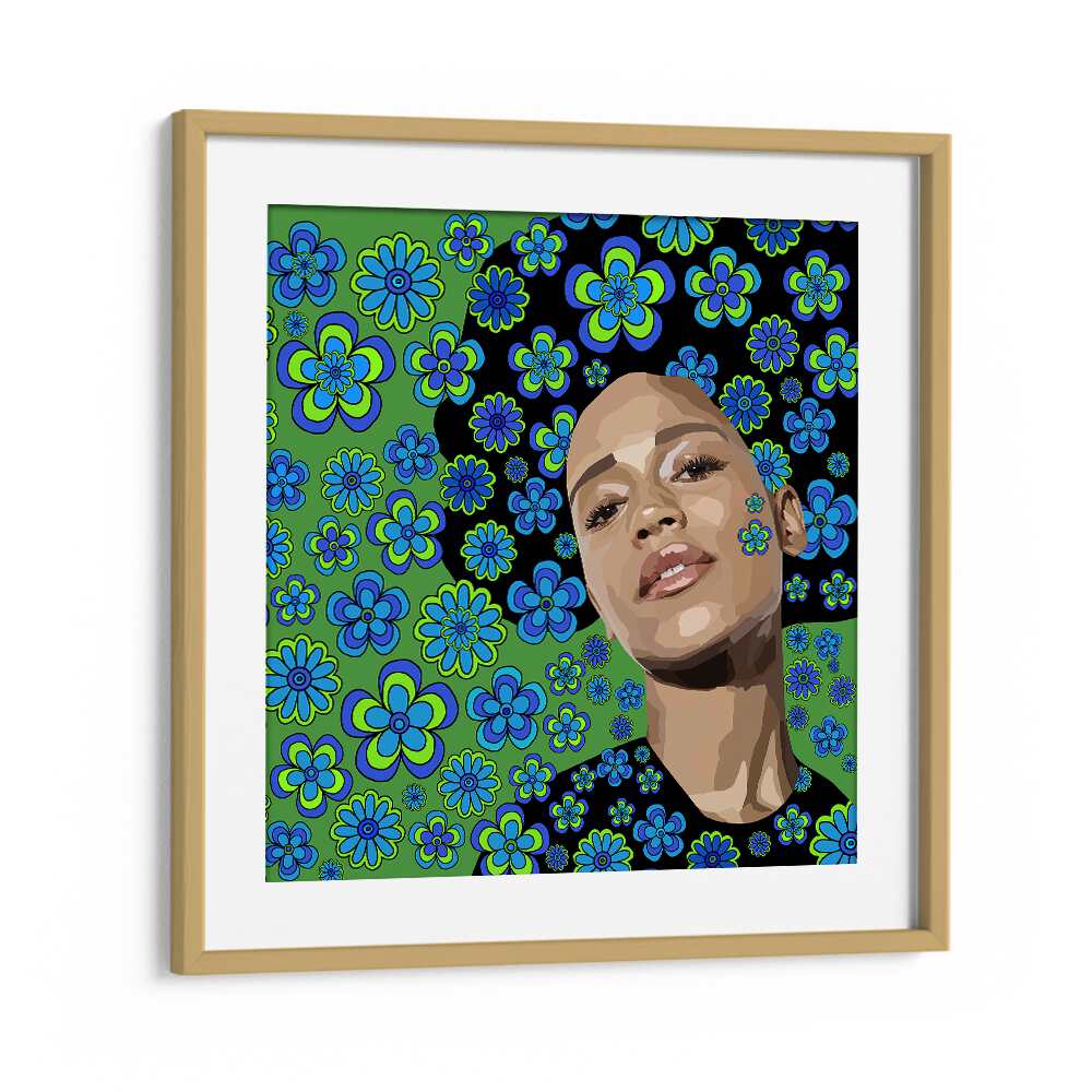 Flowers in the Air By Lynnda Rakos Pop Art Paintings Pop Art Prints in Oak Wood Frame With Mount