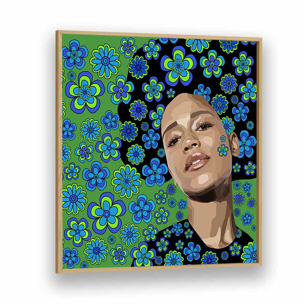 Flowers in the Air By Lynnda Rakos Pop Art Paintings Pop Art Prints in Oak Wood Plain Frame