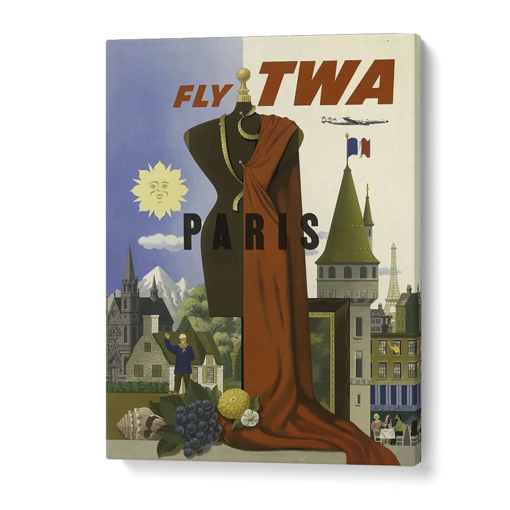 Fly Twa-paris Retro Vintage Travel Travel Posters in Gallery Wrap